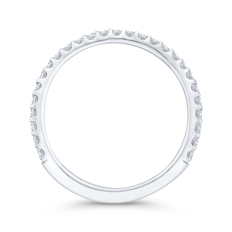 3/4 Run Round Diamond Wedding Band in 14K White Gold