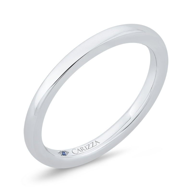 Plain Wedding Band with Milgrain 14K White Gold