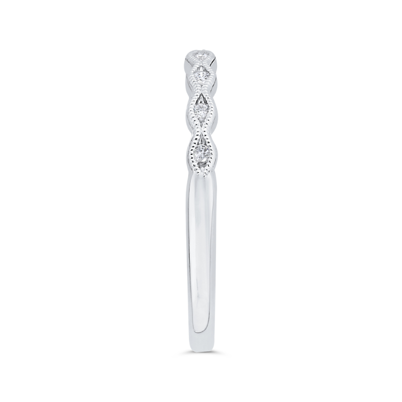 Diamond Wedding Band with Milgrain 14K White Gold