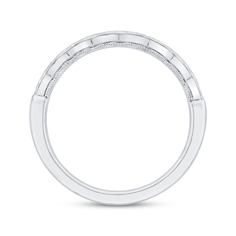 Diamond Wedding Band with Milgrain 14K White Gold