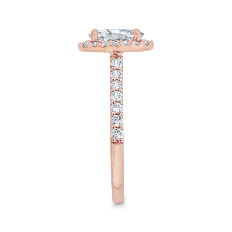 Oval Cut Diamond Halo Engagement Ring in 14K Rose Gold (Semi-Mount)