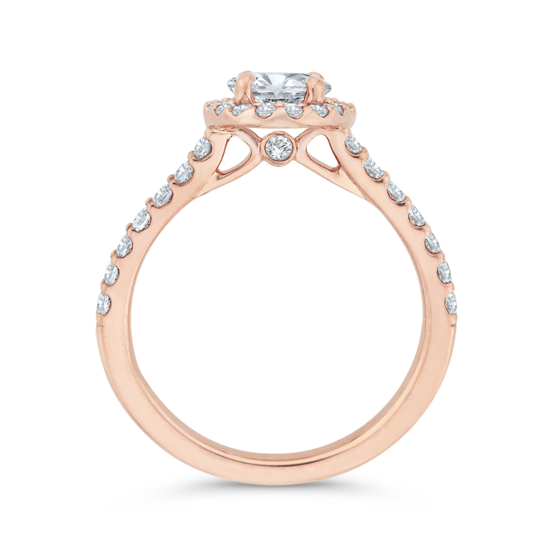 Oval Cut Diamond Halo Engagement Ring in 14K Rose Gold (Semi-Mount)