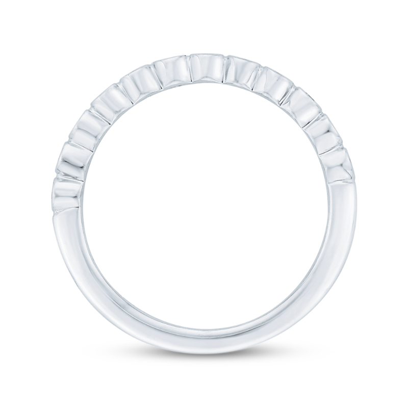 Bezel Set Diamond Wedding Band with Round Shank in 14K White Gold