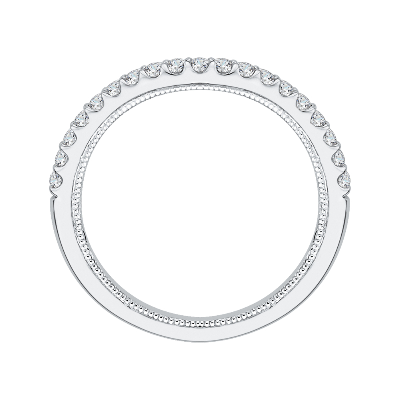 Round Diamond Half-Eternity Wedding Band in 14K White Gold