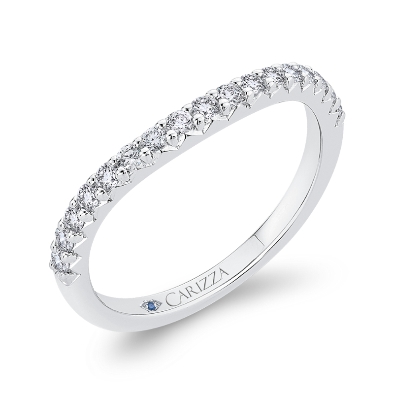 Round Diamond Half-Eternity Wedding Band in 14K White Gold