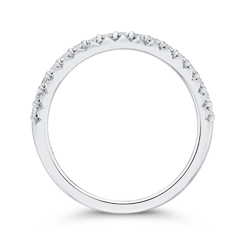 Round Diamond Half-Eternity Wedding Band in 14K White Gold