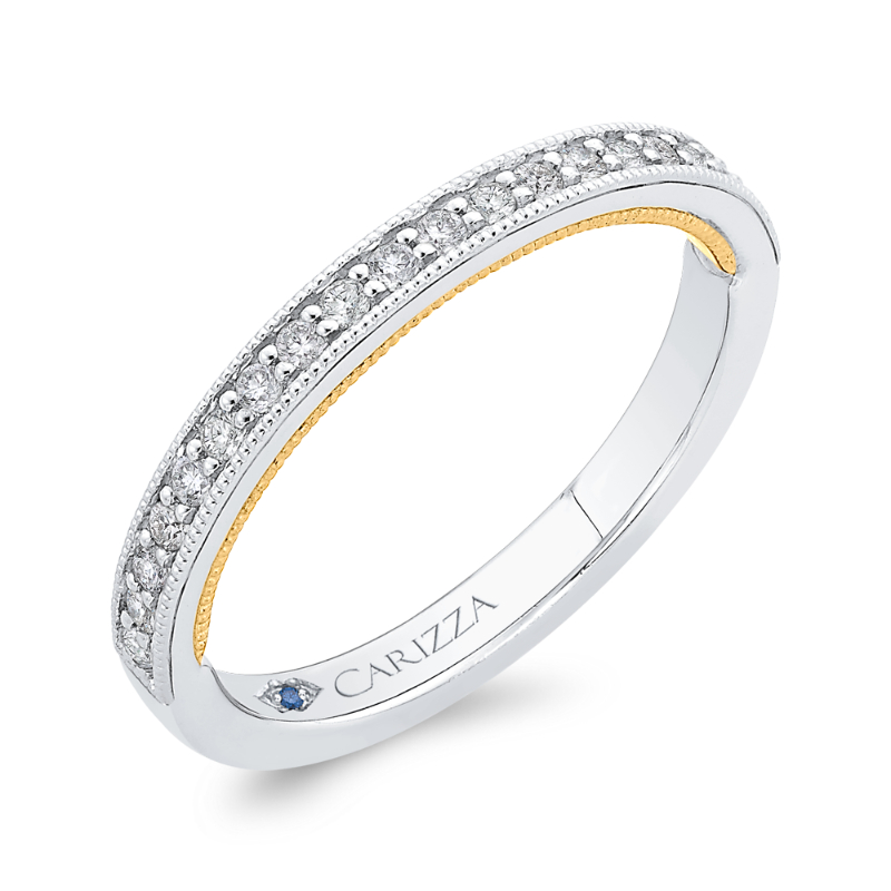 Diamond Half-Eternity Wedding Band in 14K Two Tone Gold