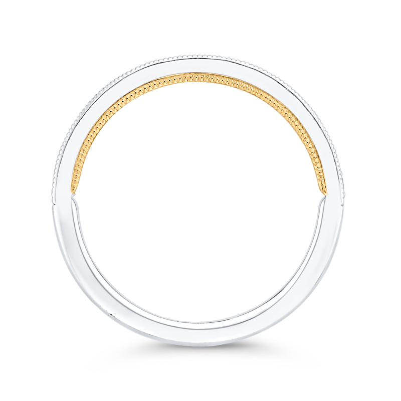 Diamond Half-Eternity Wedding Band in 14K Two Tone Gold