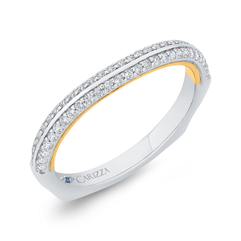 Euro Shank Diamond Wedding Band in 14K Two Tone Gold