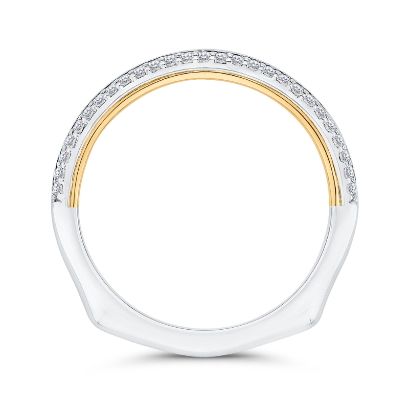 Euro Shank Diamond Wedding Band in 14K Two Tone Gold