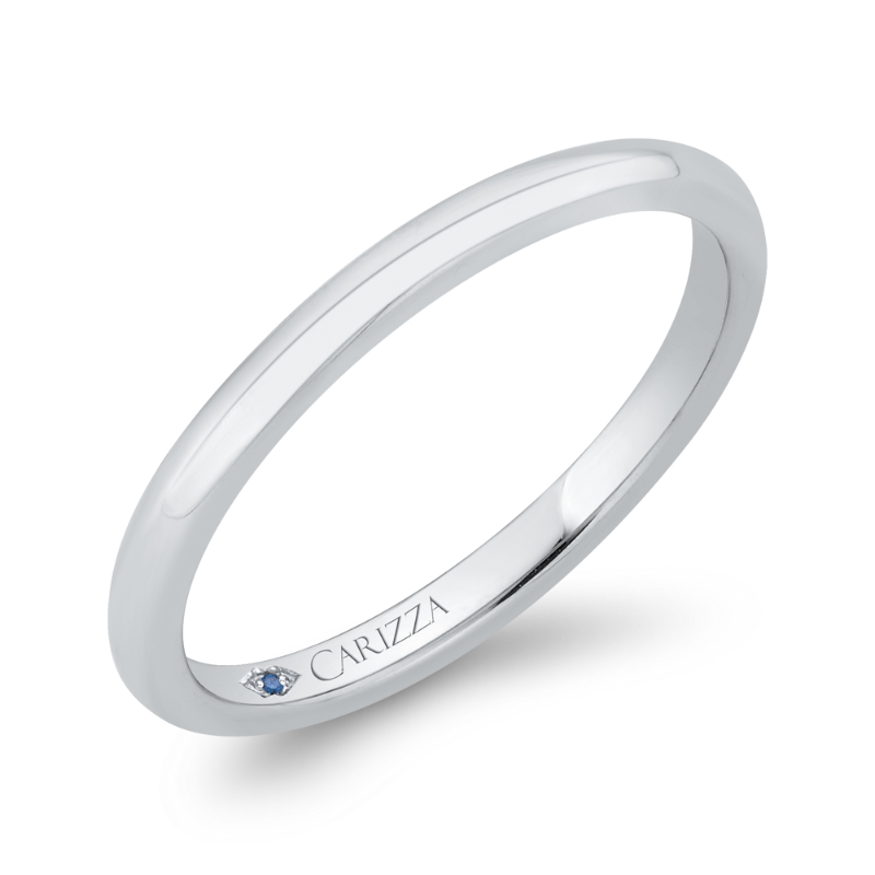 Plain Wedding Band with Round Shank in 14K White Gold