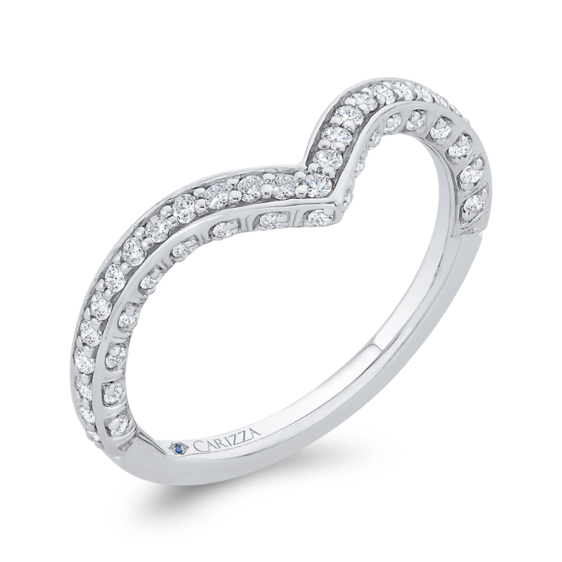 Diamond Counter Wedding Band in 14K White Gold