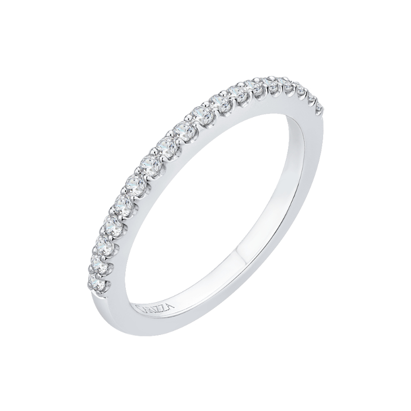 Round Diamond Half-Eternity Wedding Band in 14K White Gold