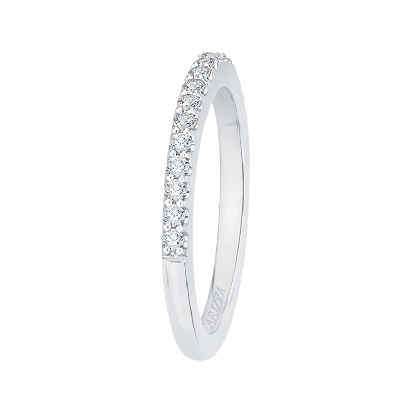 Round Diamond Half-Eternity Wedding Band in 14K White Gold