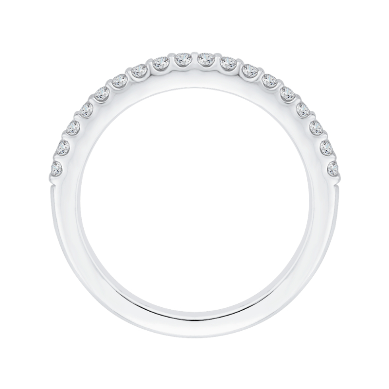 Round Diamond Half-Eternity Wedding Band in 14K White Gold