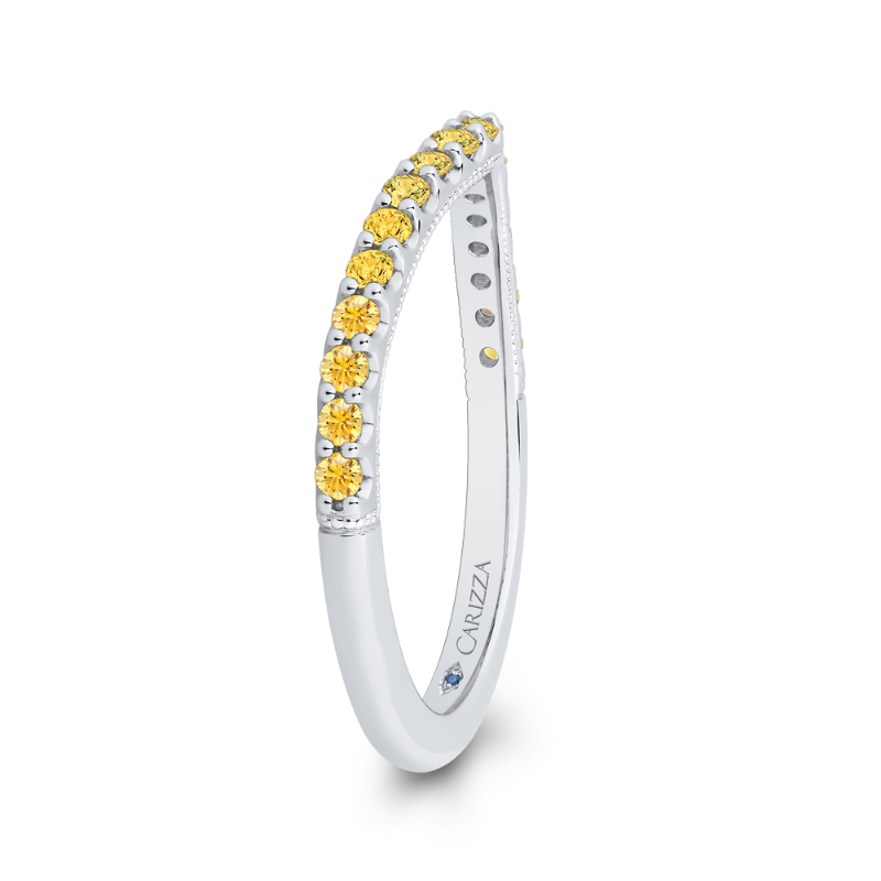 Yellow Diamond Half-Eternity Wedding Band in 14K White Gold