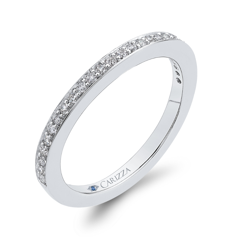 Round Diamond Half-Eternity Wedding Band in 14K White Gold