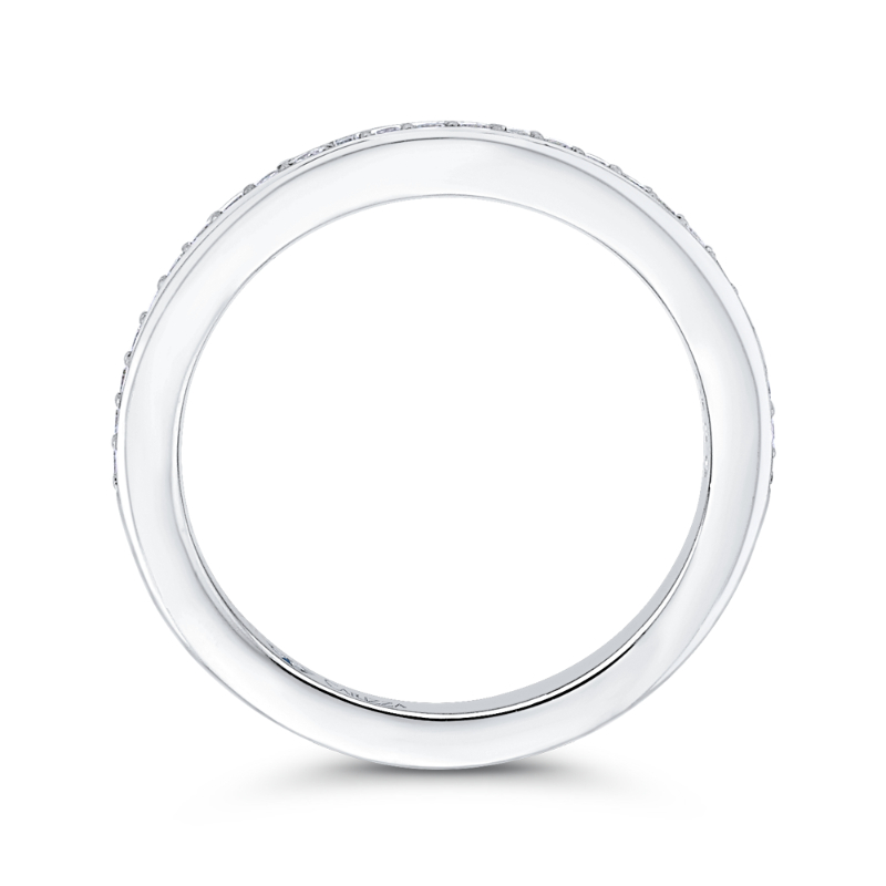 Round Diamond Half-Eternity Wedding Band in 14K White Gold
