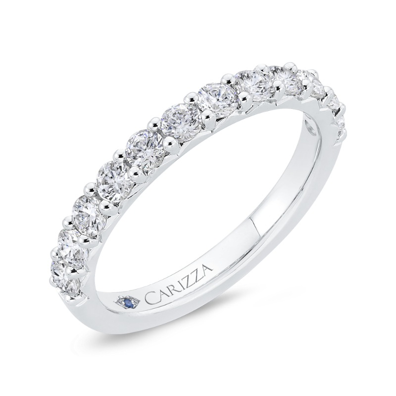 Round Diamond Half-Eternity Wedding Band in 14K White Gold