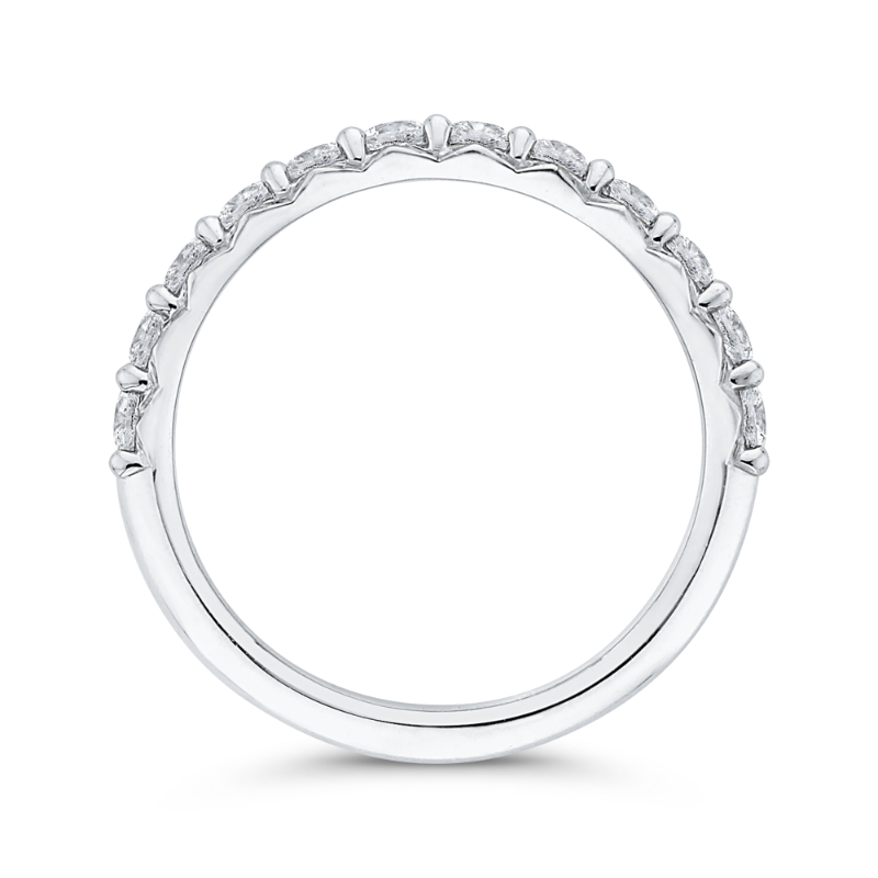 Round Diamond Half-Eternity Wedding Band in 14K White Gold