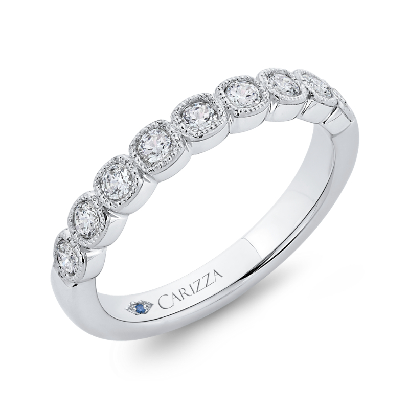Round Half-Eternity Diamond Wedding Band in 14K White Gold