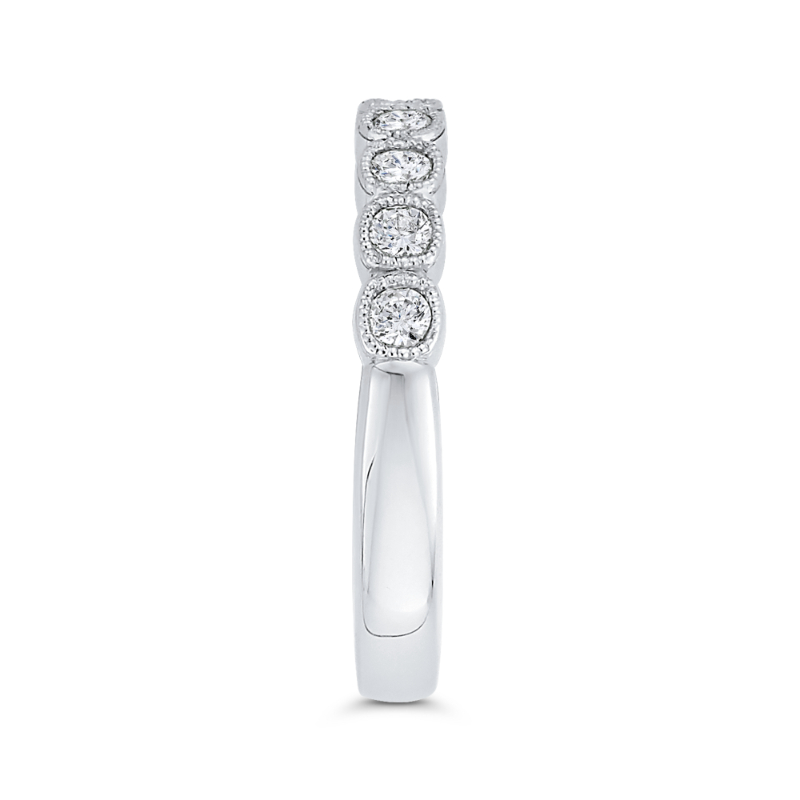 Round Half-Eternity Diamond Wedding Band in 14K White Gold