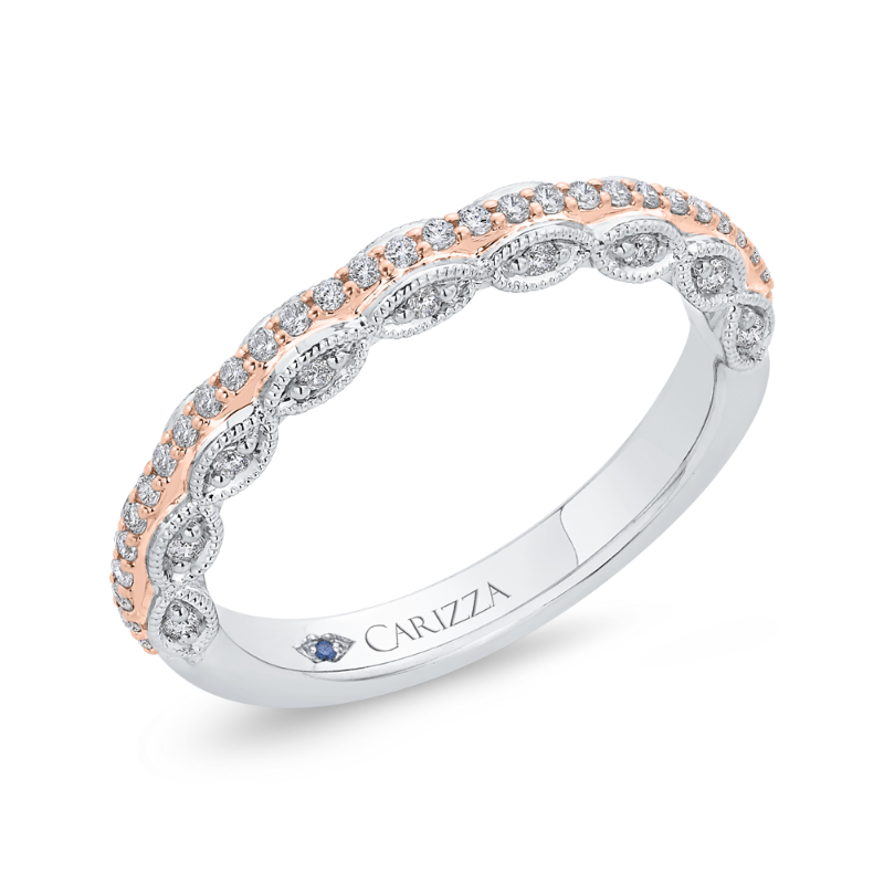 Diamond Wedding Band in 14K Two Tone Gold