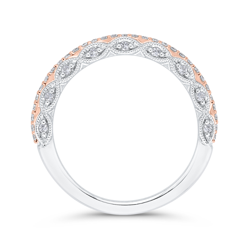 Diamond Wedding Band in 14K Two Tone Gold