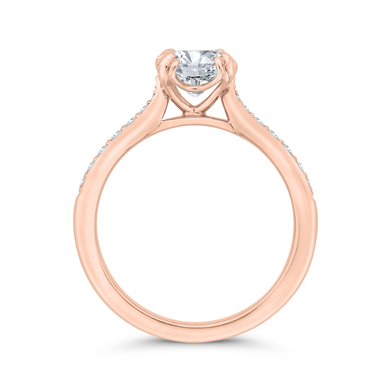 Cushion Cut Diamond Solitaire Plus Engagement Ring in 14K Rose Gold (Semi-Mount)