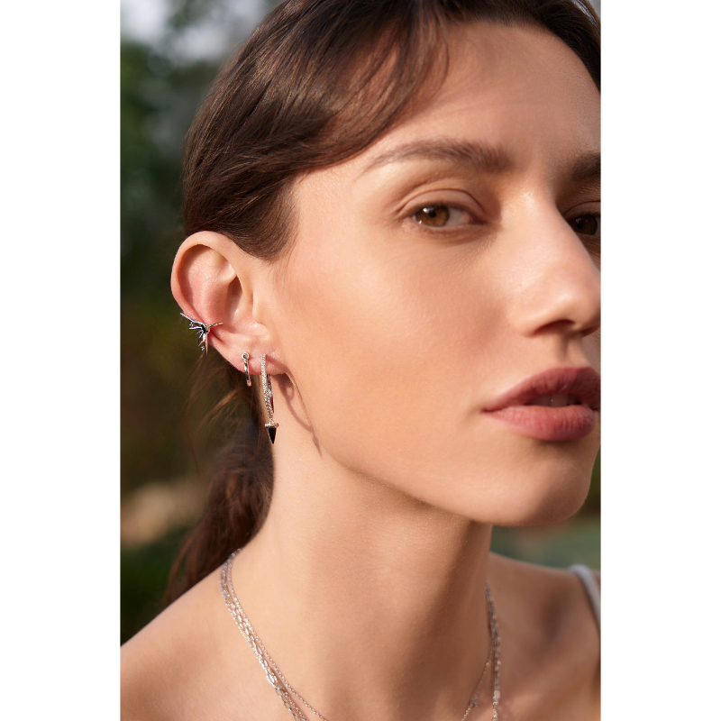 Silver Sparkle Spike Ear Cuff