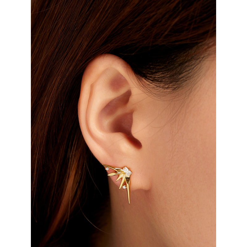Gold Statement Spike Stud Earrings