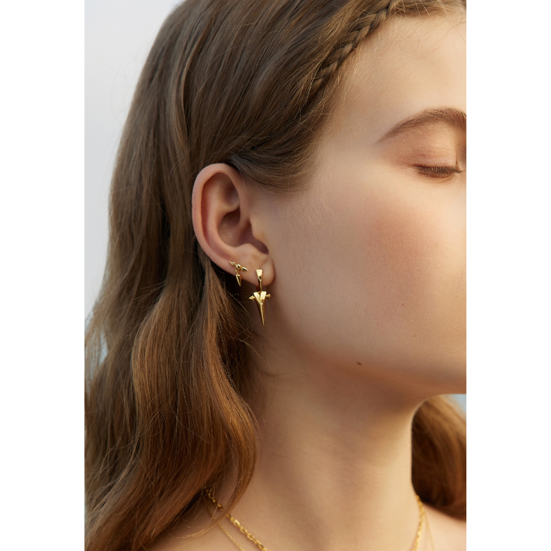 Gold Point Stud Earrings