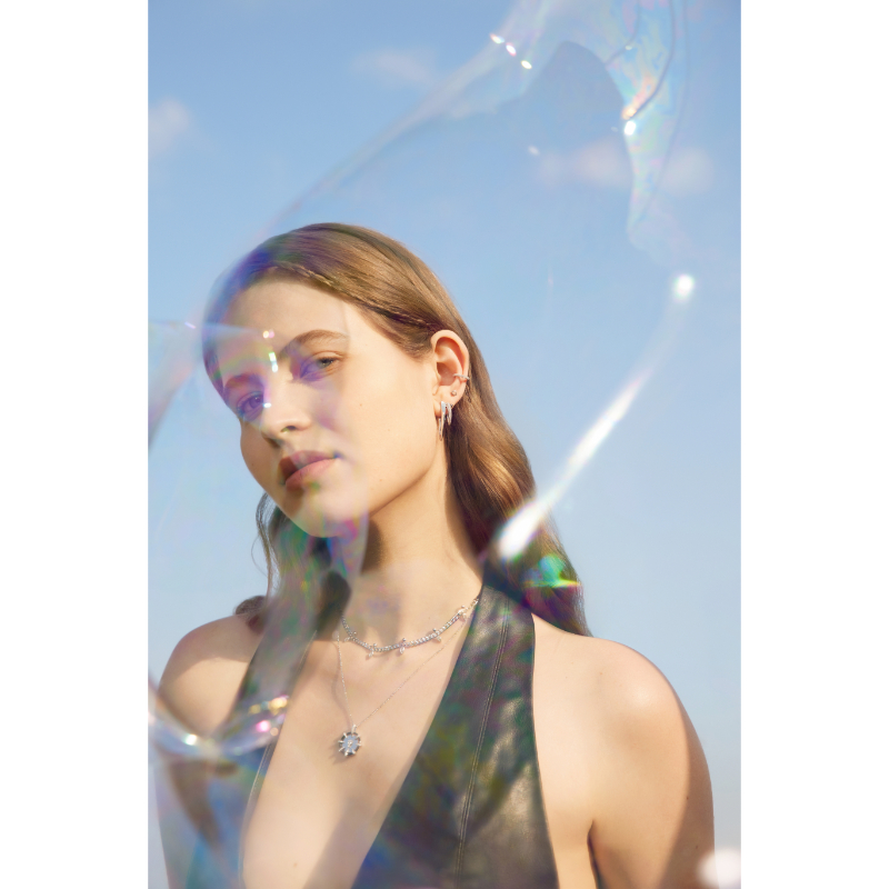 Silver Sparkle Double Hoop Earrings