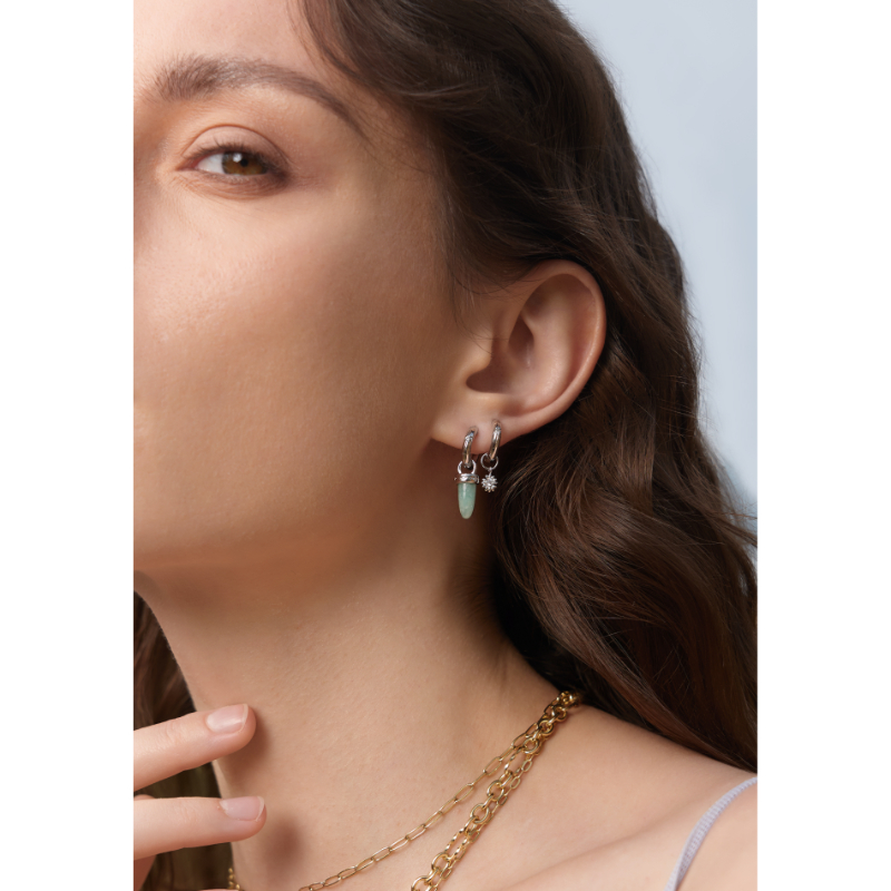 Silver Amazonite Drop Earring Charm