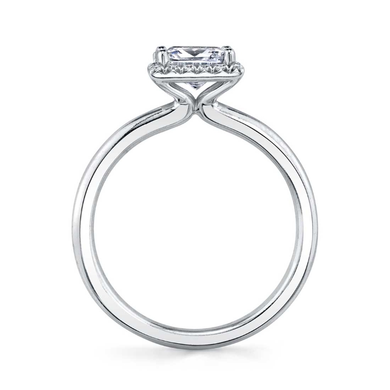 Emerald Cut Solitaire Halo Engagement Ring - Elsie