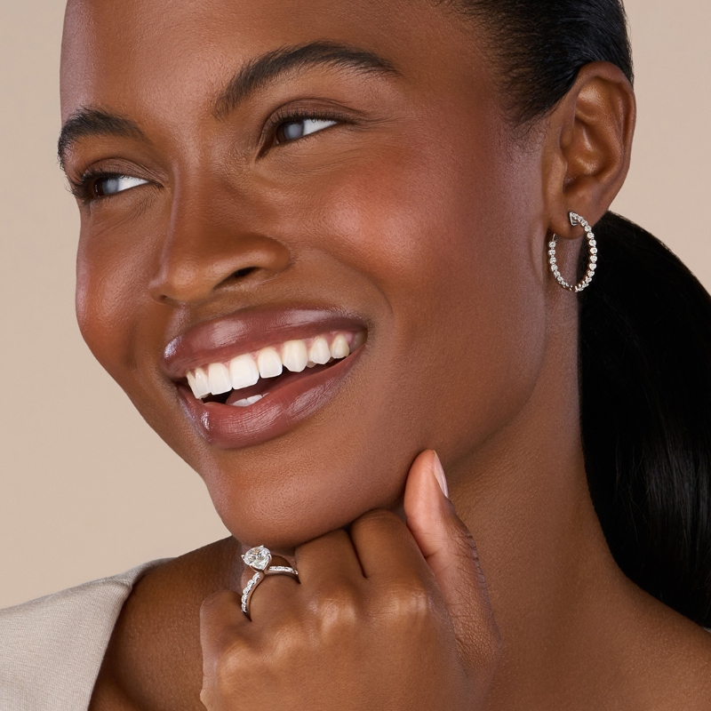 Single Prong Diamond Hoop Earrings 24MM