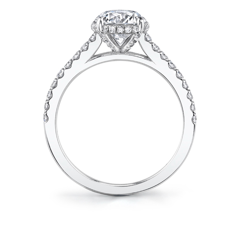 Round Cut Hidden Halo Engagement Ring - Vienna