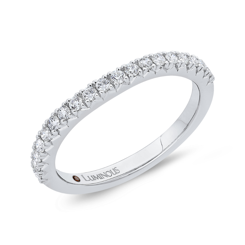 Round Diamond Half-Eternity Wedding Band in 14K White Gold
