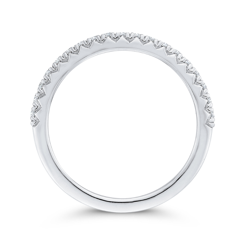 Round Diamond Half-Eternity Wedding Band in 14K White Gold
