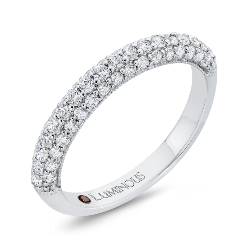 Round Diamond Half-Eternity Wedding Band in 14K White Gold