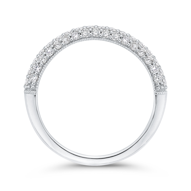 Round Diamond Half-Eternity Wedding Band in 14K White Gold