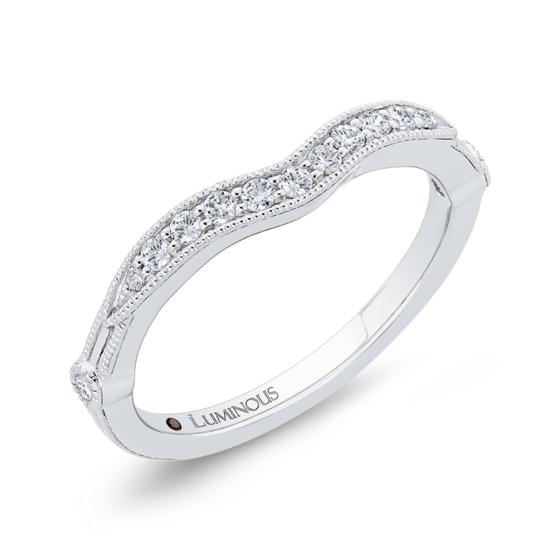 Round Diamond Half-Eternity Contour Wedding Band in 14K White Gold