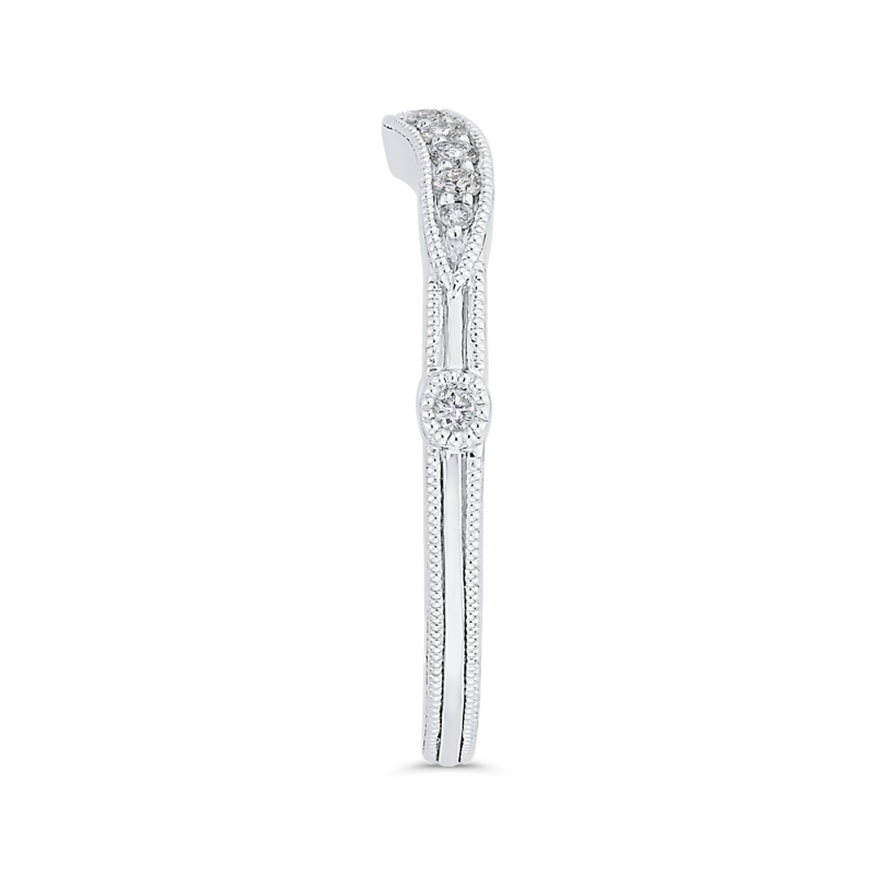 Round Diamond Half-Eternity Contour Wedding Band in 14K White Gold
