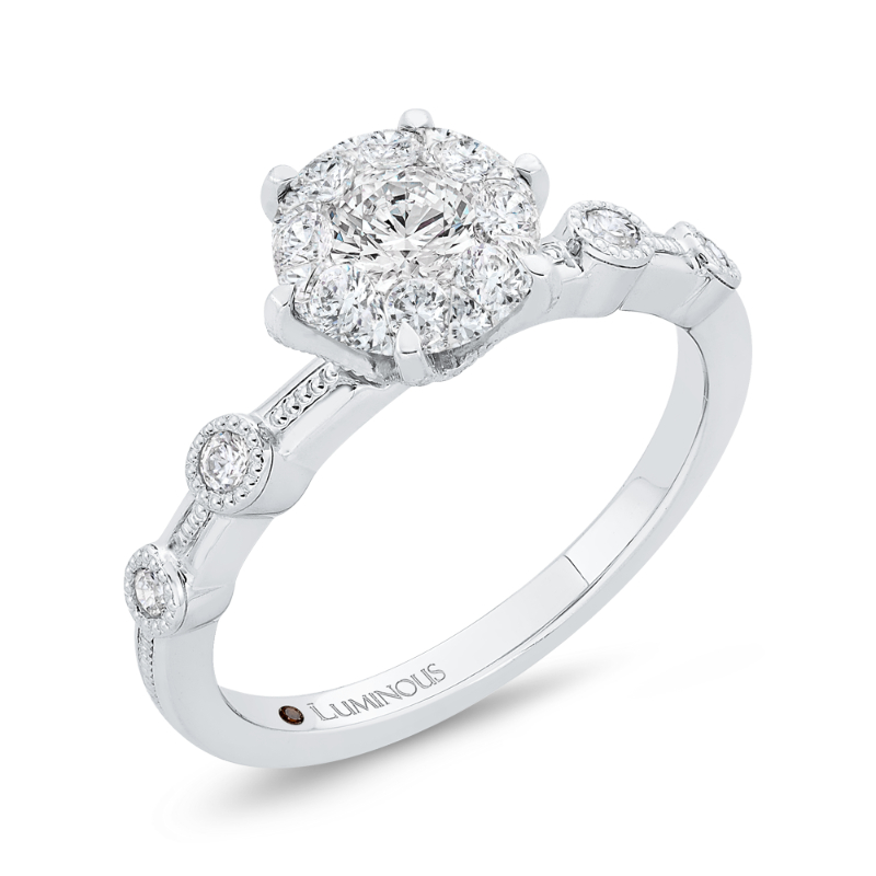 Round Diamond Engagement Ring in 14K White Gold