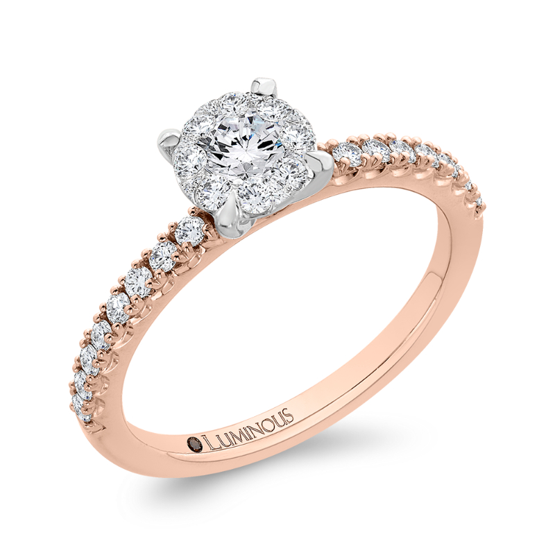 Round Diamond Engagement Ring in 14K Two Tone Gold