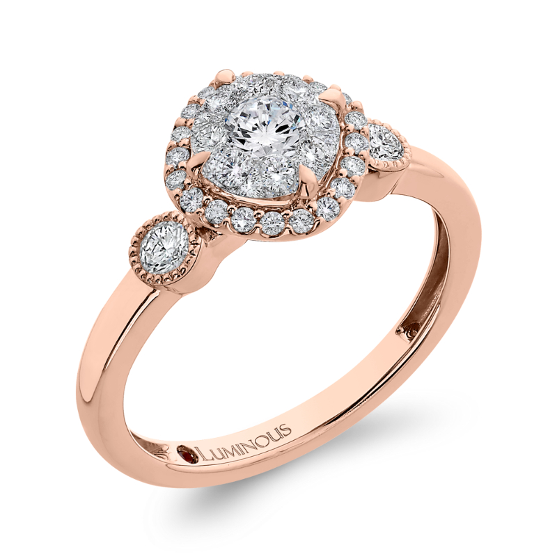 Round Diamond Halo Engagement Ring in 14K Two Tone Gold