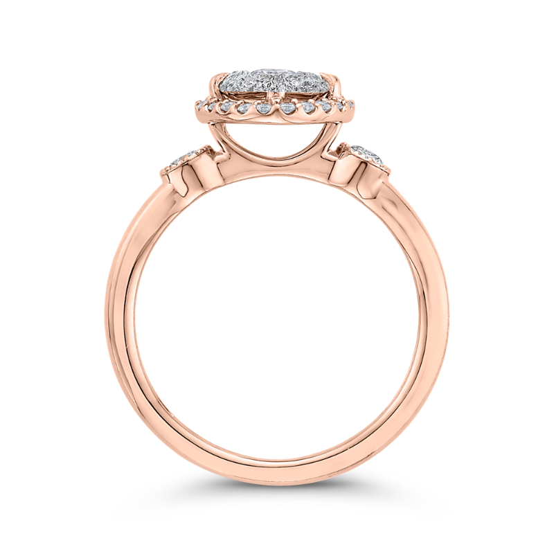 Round Diamond Halo Engagement Ring in 14K Two Tone Gold