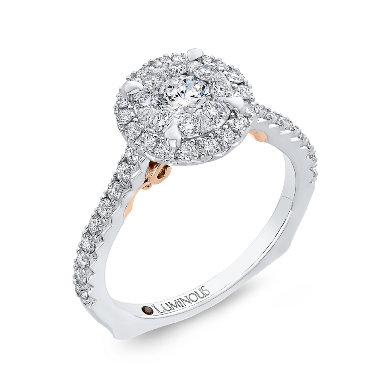 Diamond Halo Engagement Ring in 14K Two Tone Gold