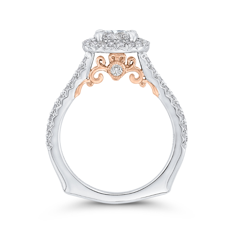 Diamond Halo Engagement Ring in 14K Two Tone Gold