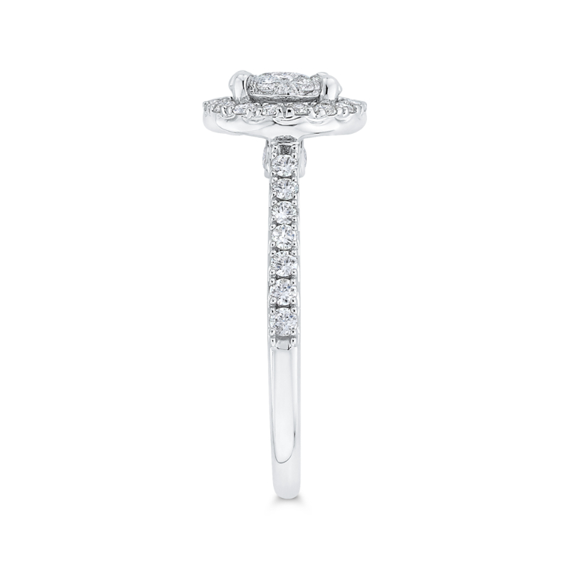 Diamond Halo Engagement Ring in 14K White Gold